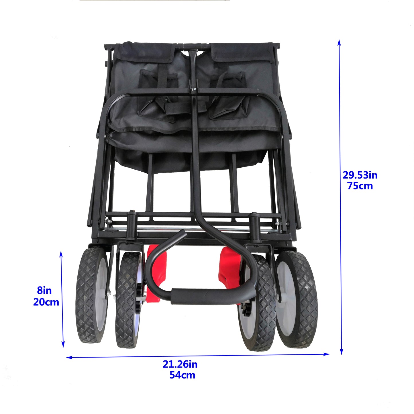 Utility Garden Wagon, Heavy Duty Collapsible Wagon, All Terrain Wheels Beach Wagon, Adjustable Handles and 600D polyester Fabric,