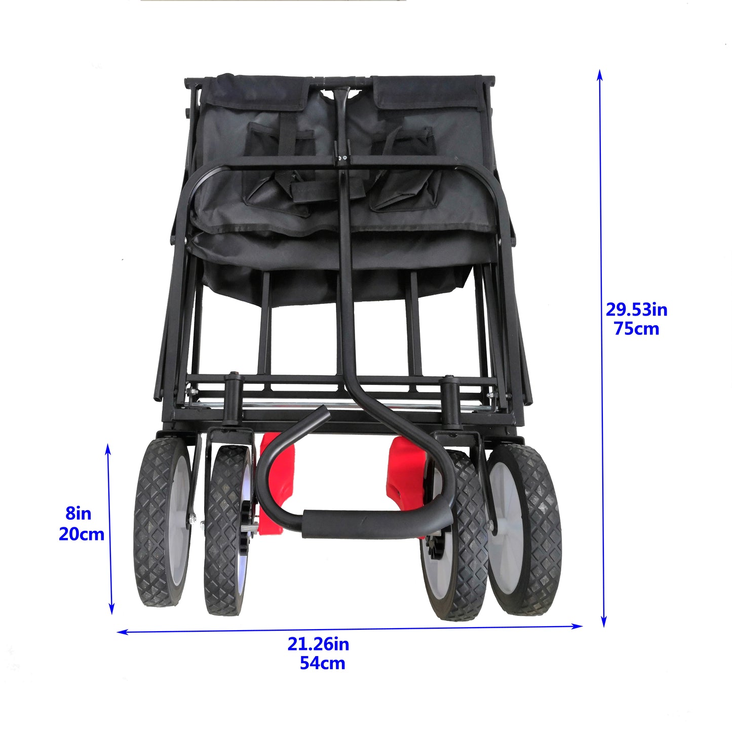 Folding Wagon Cart, Heavy Duty Collapsible Utility Wagon, Beach Wagon with Telescoping Handle, All-Terrain Wheels Utility Wagon for Patio Camping Garden Beach Shopping