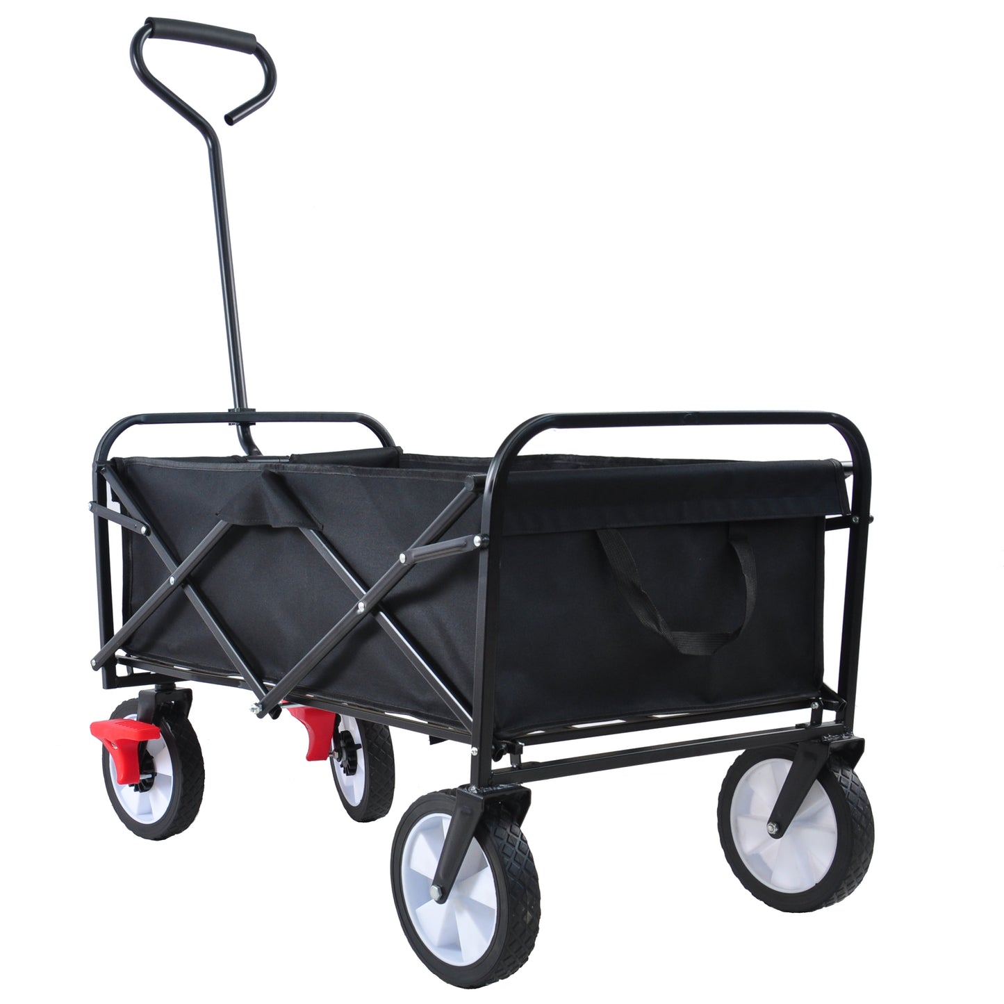 Folding Wagon Cart, Heavy Duty Collapsible Utility Wagon, Beach Wagon with Telescoping Handle, All-Terrain Wheels Utility Wagon for Patio Camping Garden Beach Shopping