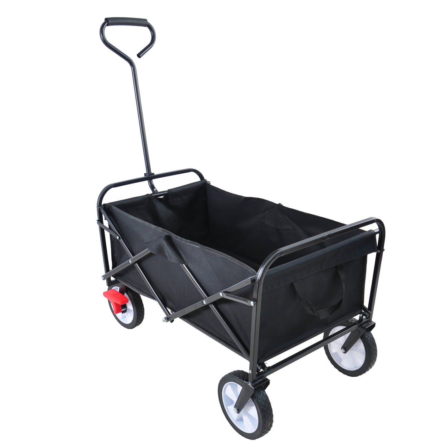 Utility Garden Wagon, Heavy Duty Collapsible Wagon, All Terrain Wheels Beach Wagon, Adjustable Handles and 600D polyester Fabric,