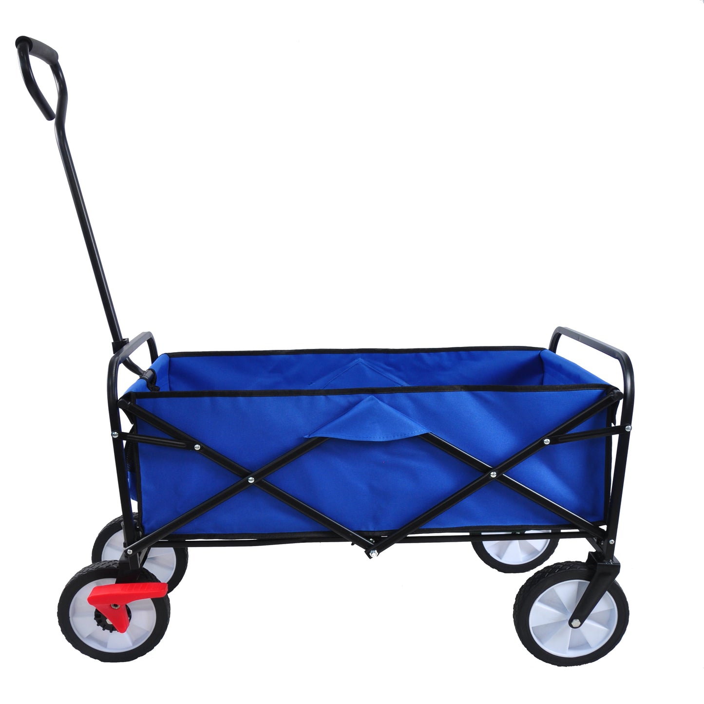 Beach Wagon for Kids, Collapsible Wagon with Canopy and Cup Holders, Portable Camping Wagon for Patio Shopping, All Terrain Wheels Beach Wagon