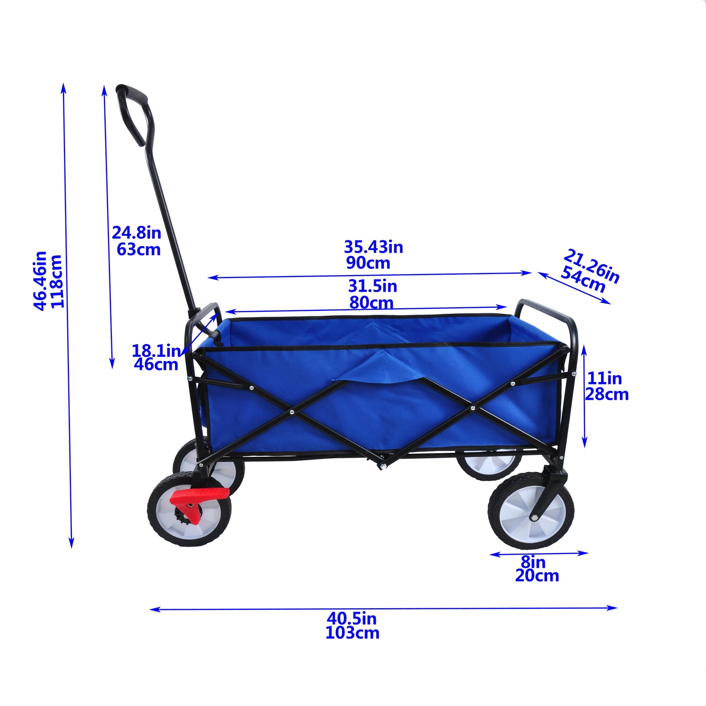 Beach Wagon for Kids, Collapsible Wagon with Canopy and Cup Holders, Portable Camping Wagon for Patio Shopping, All Terrain Wheels Beach Wagon