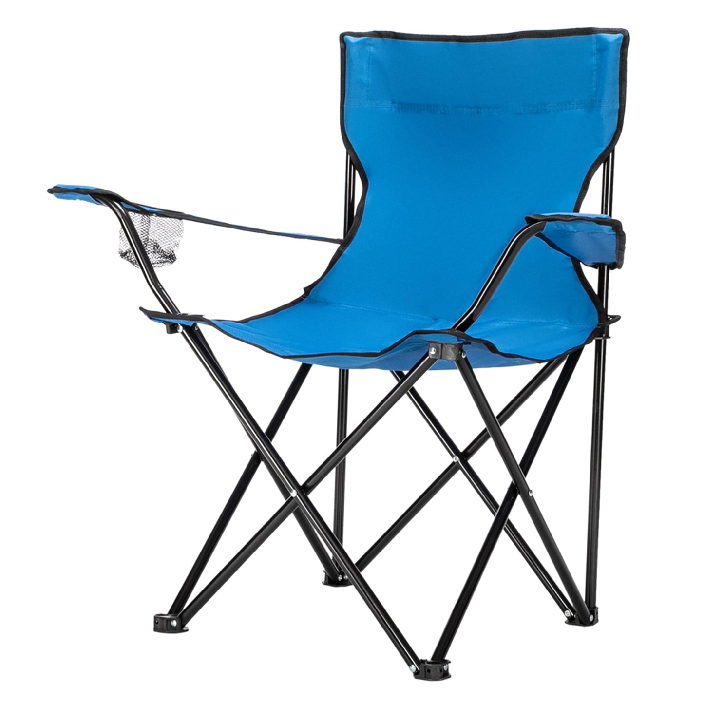 Folding Camping Chair, Ultralight Outdoor Portable Chair with Cup Holder and Carry Bag, Padded Armrest Oversized Camping Chair, Collapsible Lawn Chair for BBQ, Beach, Hiking, Picnic, Blue