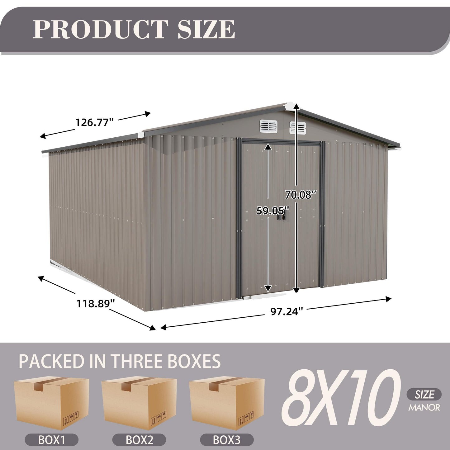 10' x 8' Metal Outdoor Storage Shed, Large Sheds and Outdoor Storage House with Lockable Door, Garden Storage Shed Pet House for Lawnmower, Garden Tools, Bike, Garage