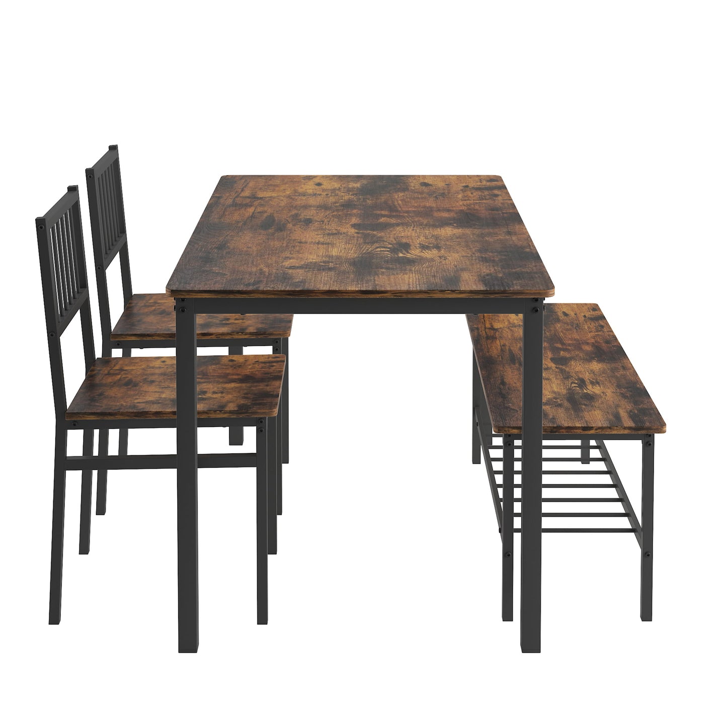 Kitchen Dining Table Set for 4, Modern Dining Room Set with 2 Chairs and Bench, Multifunction Table and Chairs Set for Home Restaurant Pub, Brown