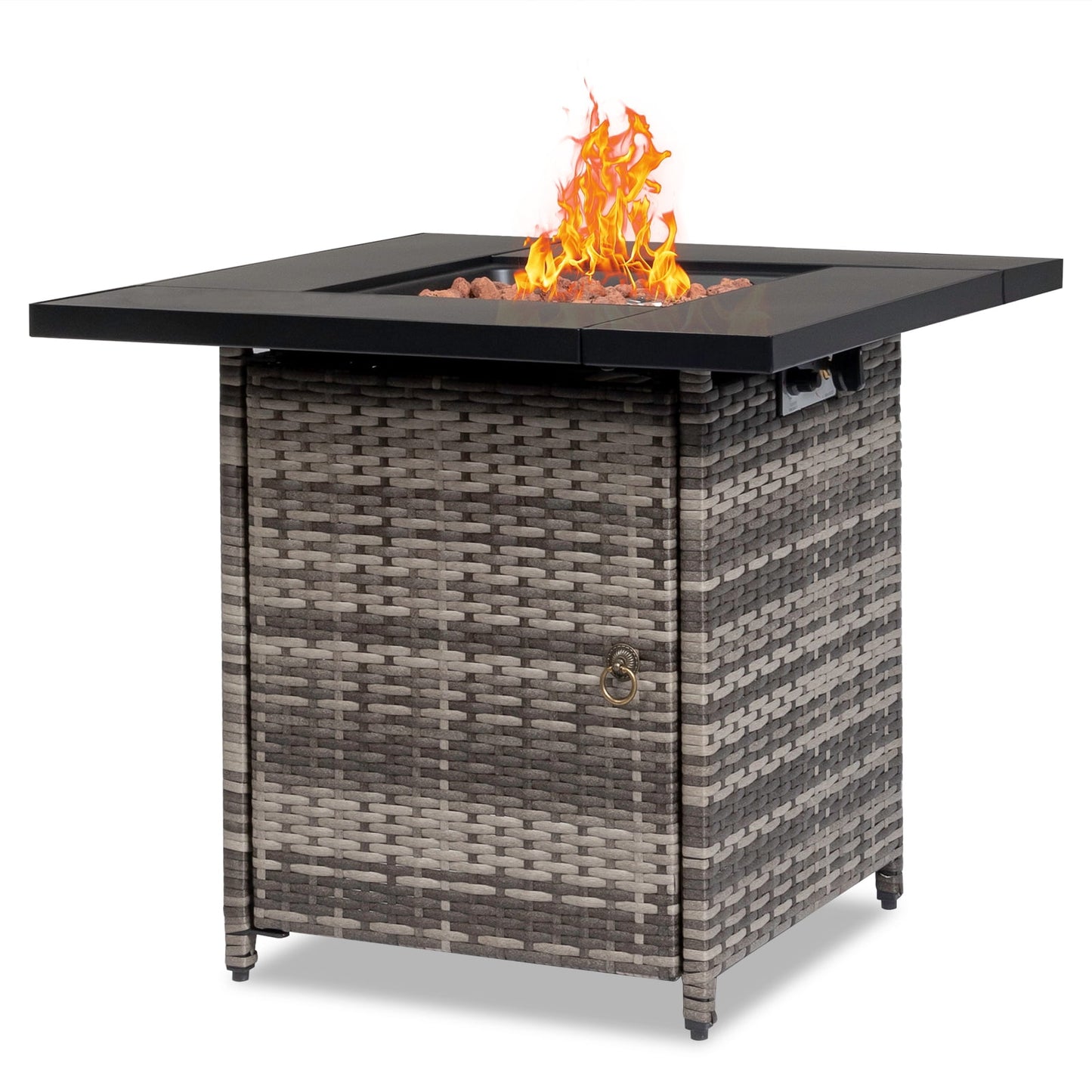 28" Gas Fire Pit Table, 40000 BTU Square Propane Fire Pit Table for Courtyard/Balcony/Garden/Patio, DT24