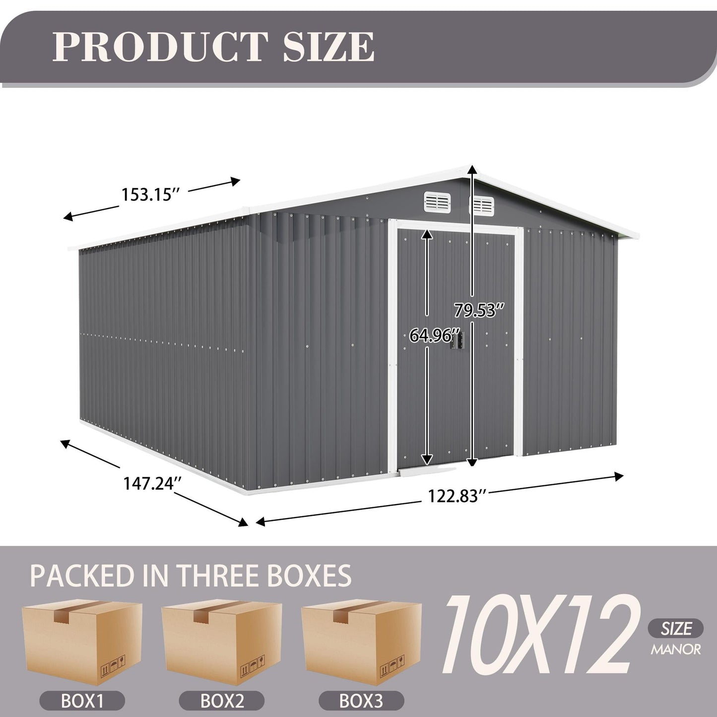 Metal Outdoor Storage Shed, 12' x 10' Large Sheds and Outdoor Storage House with Lockable Door, Garden Storage Shed Pet House for Lawnmower, Garden Tools, Bike, Garage,