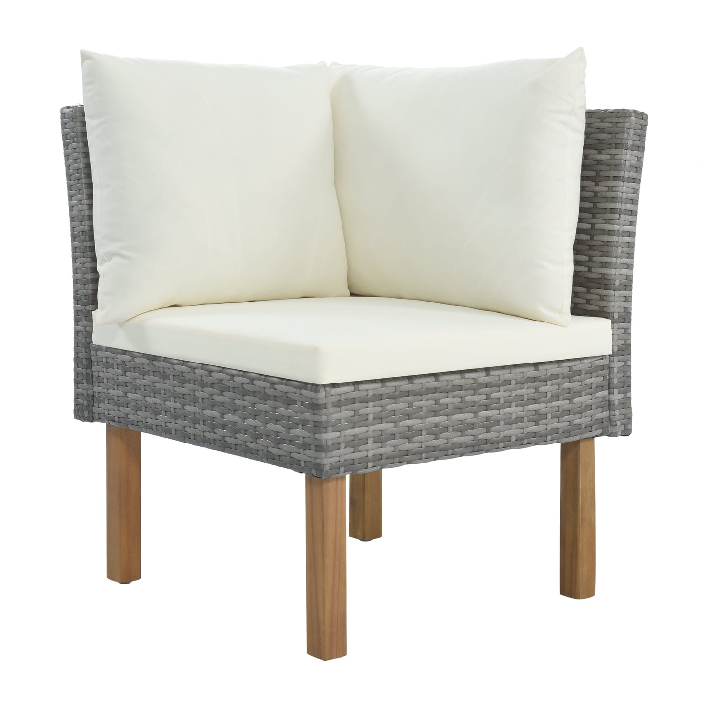 Rattan Patio Sectional Sofa, 9 PCS Outdoor Couch Sets with Ottoman and Table, Gray Wicker Patio Furniture for Backyard Deck Poolside