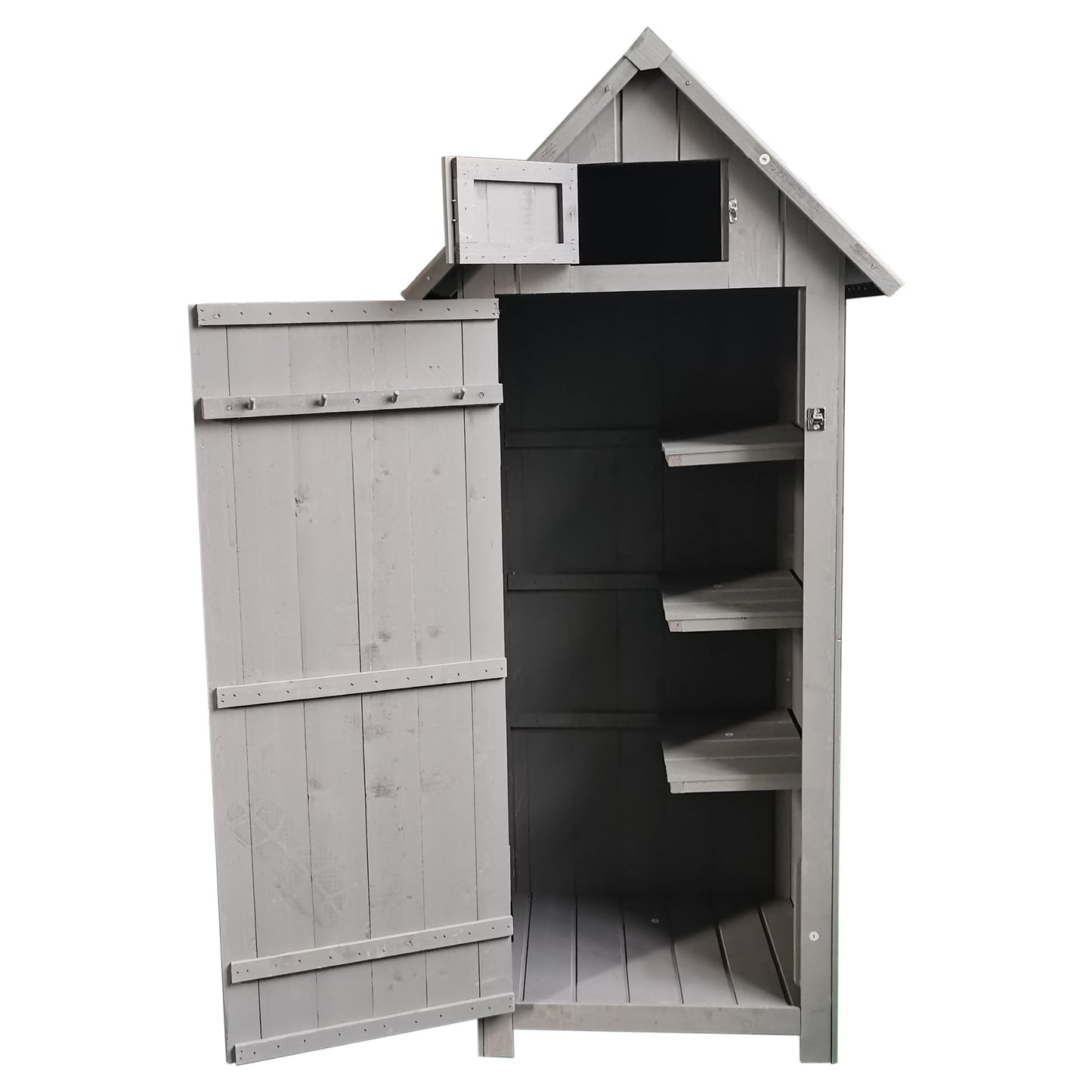 SESSLIFE Wooden Storage Shed, Outdoor Storage Cabinet, Vertical Garden Shed for Tools Garden Accessories, Gray Outside Storage Sheds