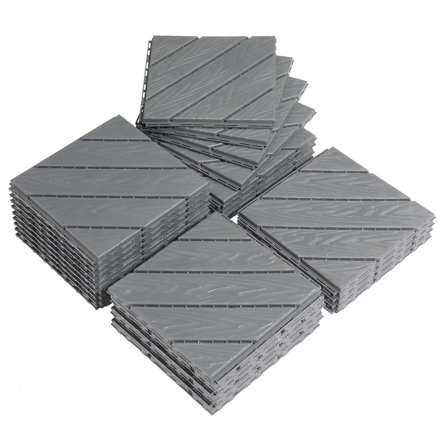 12"x12" Interlocking Deck Tiles, 27Pcs Square Plastic Outdoor Flooring for Backyard Garden Deck Poolside, All-Weather & Waterproof Patio Flooring, Straight-Dark Brown