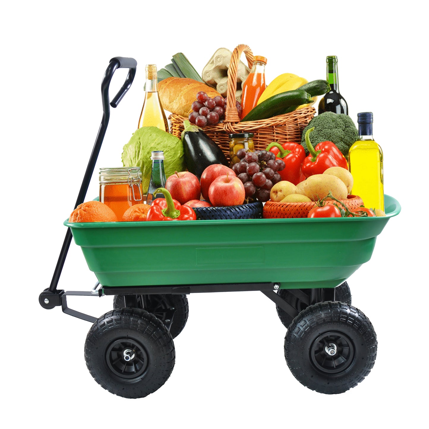 Outdoor Wagon Cart, Garden Wagon/Yard Cart with Wheels and Pneumatic Tires, Beach Garden Cart, Portable Grocery Cart