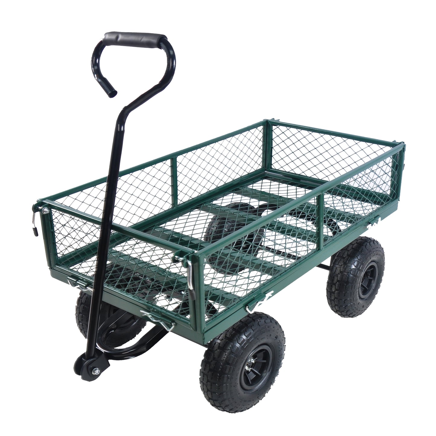 Steel Garden Cart, Heavy Duty 1200 lbs Capacity Utility Wagon with Removable Sides, All Terrain Mesh Versatile Wagon