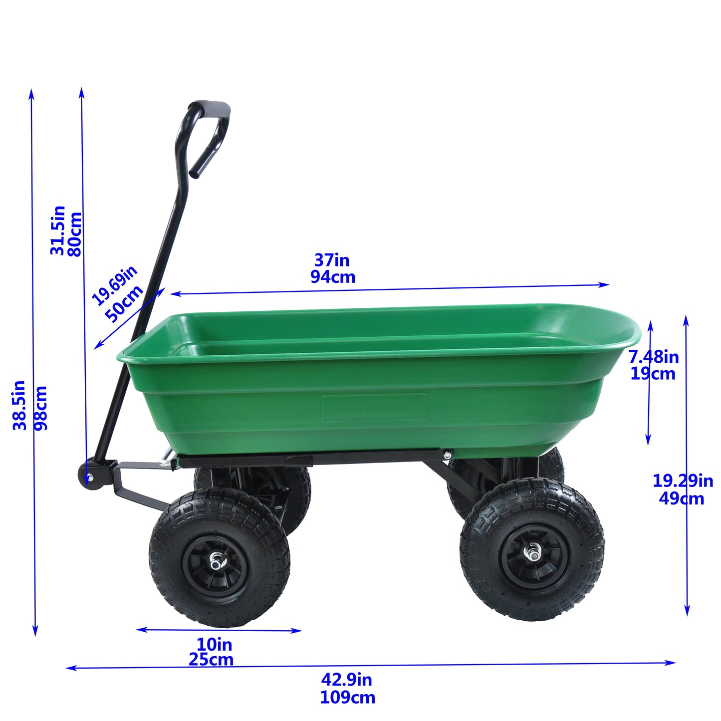 Outdoor Wagon Cart, Garden Wagon/Yard Cart with Wheels and Pneumatic Tires, Beach Garden Cart, Portable Grocery Cart