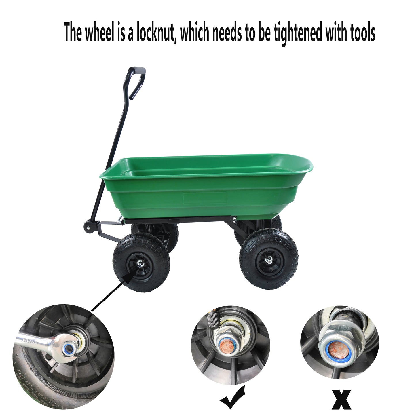 Outdoor Wagon Cart, Garden Wagon/Yard Cart with Wheels and Pneumatic Tires, Beach Garden Cart, Portable Grocery Cart