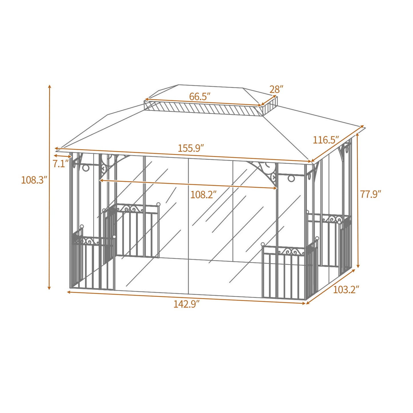 SESSLIFE 10' x 13' Patio Gazebo, Patio Gazebo with Netting and Curtains, Khaki Outdoor Canopy Gazebo for Lawn, Garden, Backyard
