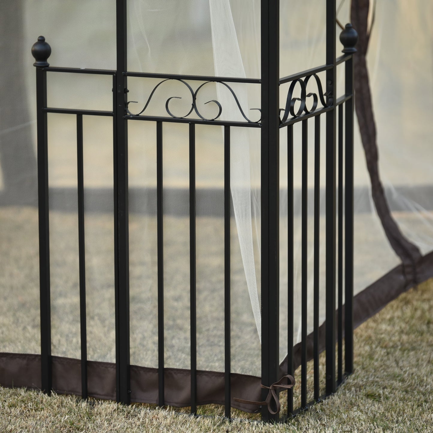 SESSLIFE 10' x 13' Patio Gazebo, Patio Gazebo with Netting and Curtains, Khaki Outdoor Canopy Gazebo for Lawn, Garden, Backyard