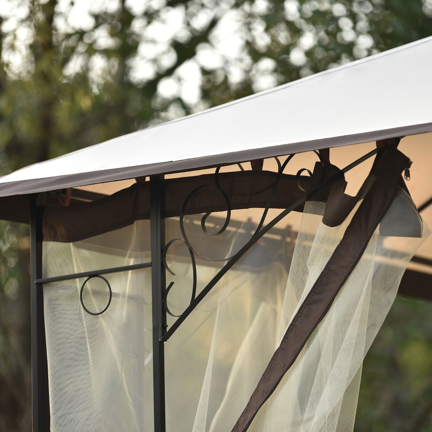 SESSLIFE 10' x 13' Patio Gazebo, Patio Gazebo with Netting and Curtains, Khaki Outdoor Canopy Gazebo for Lawn, Garden, Backyard