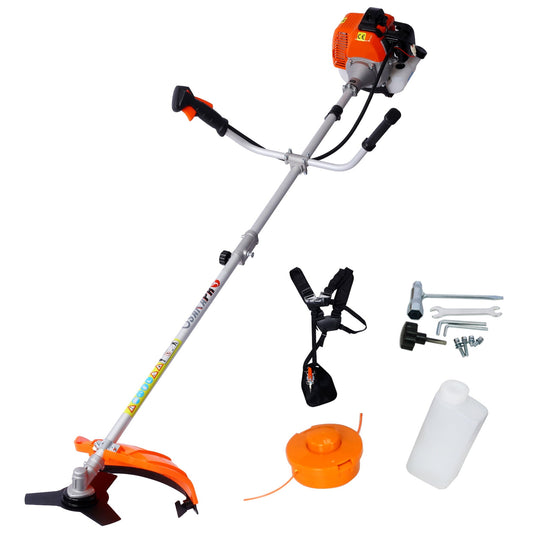 SESSLIFE Weed Wacker Gas Powered, 52CC 2-Cycle Weed Trimmer Lawn Edger with Straight Shaft and 2 Head, Grass String Trimmer Edgers in Lawn and Garden