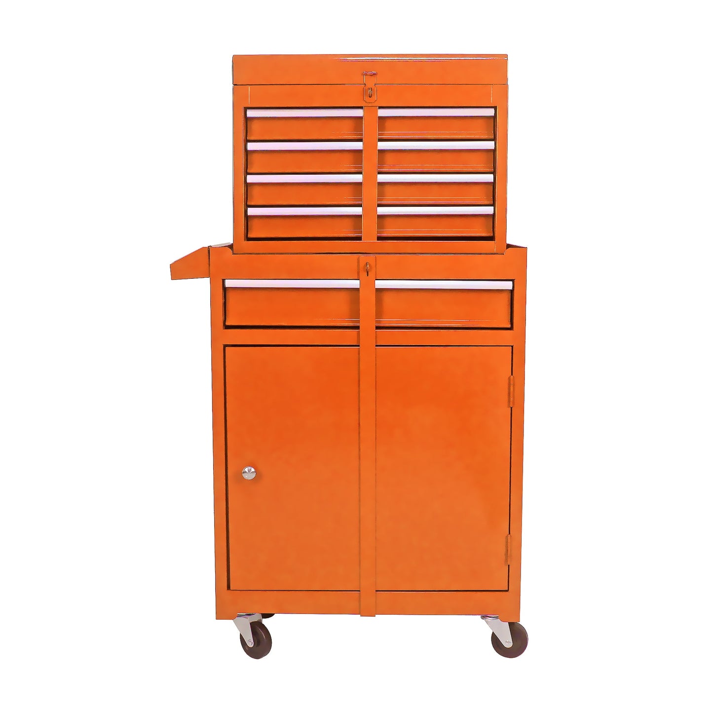 Rolling Tool Chest and Cabinet, Stainless Steel Tool Box with Brake Wheels and 5 Drawers, Orange Detachable Tool Cart, 18.5"L x 11"W x 37.2"H