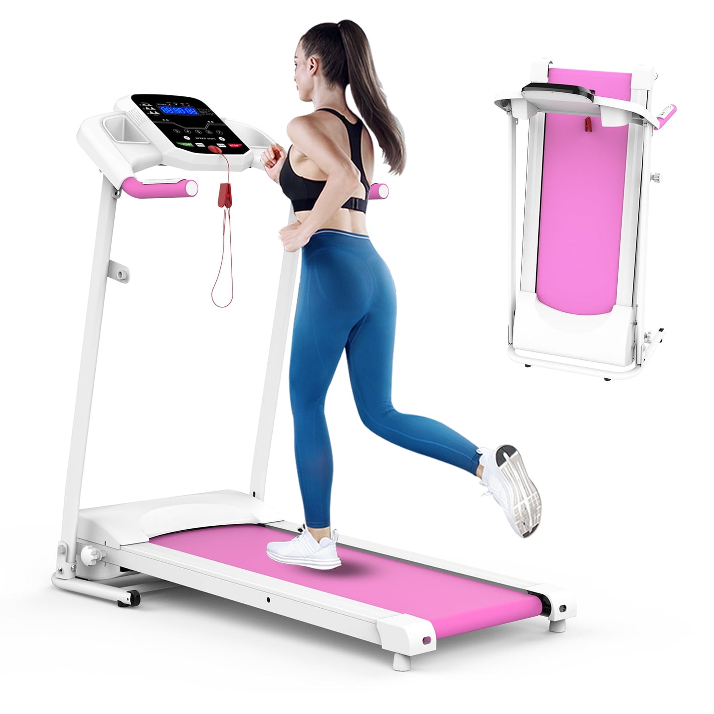 2.5HP Folding Treadmill with Incline, Electric Treadmill with Bluetooth, Speakers, LCD Display, 0.5-8.5 MPH Electric Running Machine