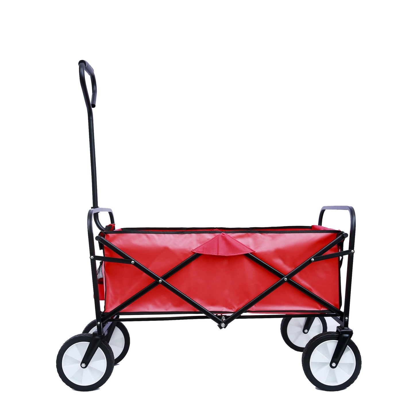 Beach Wagon for Kids, Collapsible Wagon with Canopy and Cup Holders, Portable Camping Wagon for Patio Shopping, All Terrain Wheels Beach Wagon