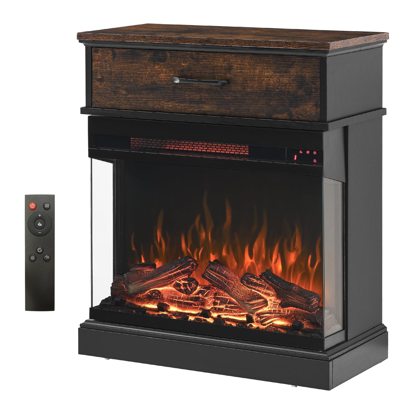TV Stand with Fireplace, 58" Electric Fireplace Heater TV Stand for 65" TVs, Wood Fake Fireplace Heater, Electric Fireplace Entertainment Center, Black