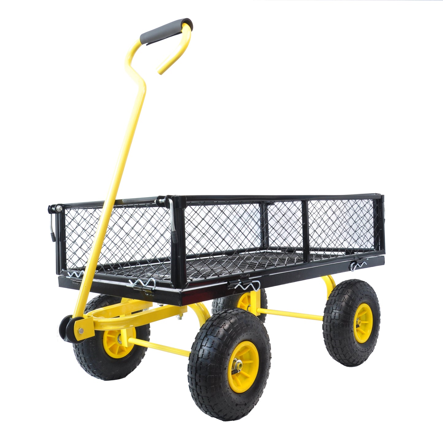 Steel Garden Cart, Heavy Duty 1200 lbs Capacity Utility Wagon with Removable Sides, All Terrain Mesh Versatile Wagon