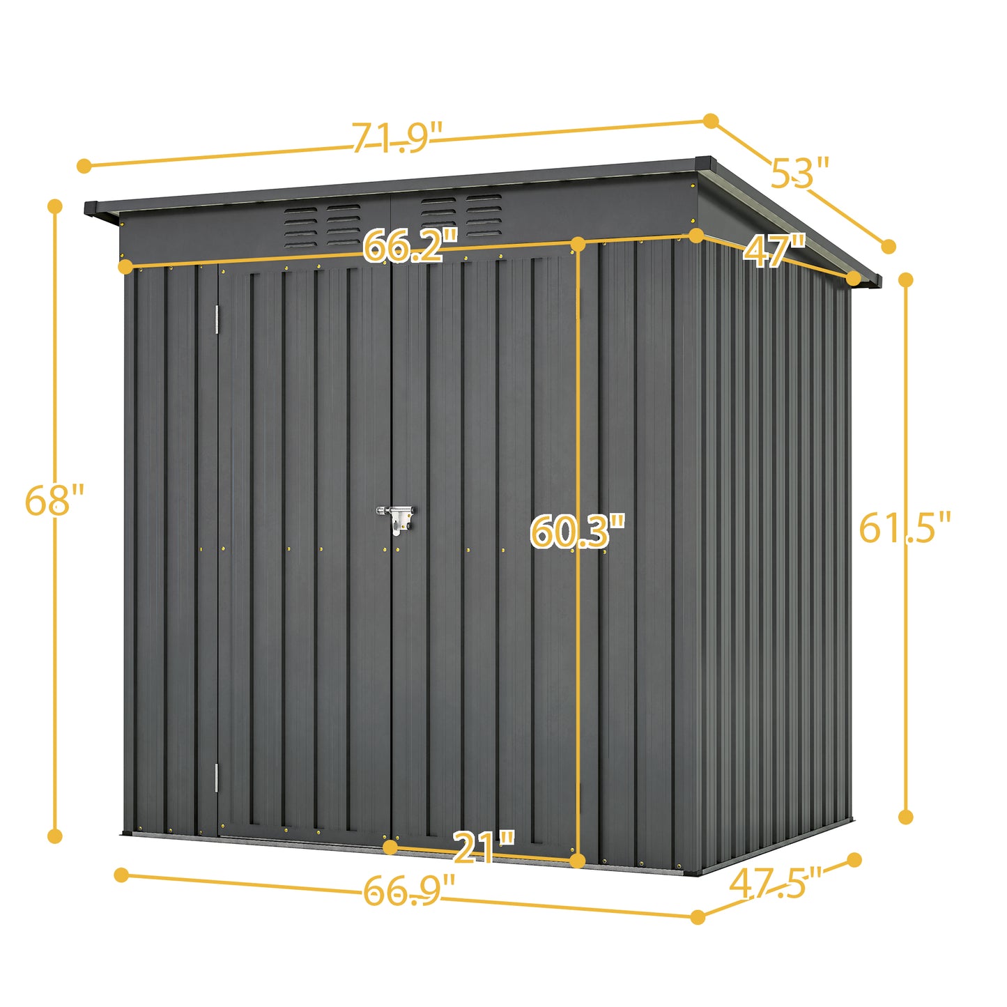 6 x 4 FT Sheds and Outdoor Storage, Metal Storage Shed with Single Lockable Door for Lawnmower, Garden Tools, Bike and Garbage Can, Black Outdoor Storage Cabinet