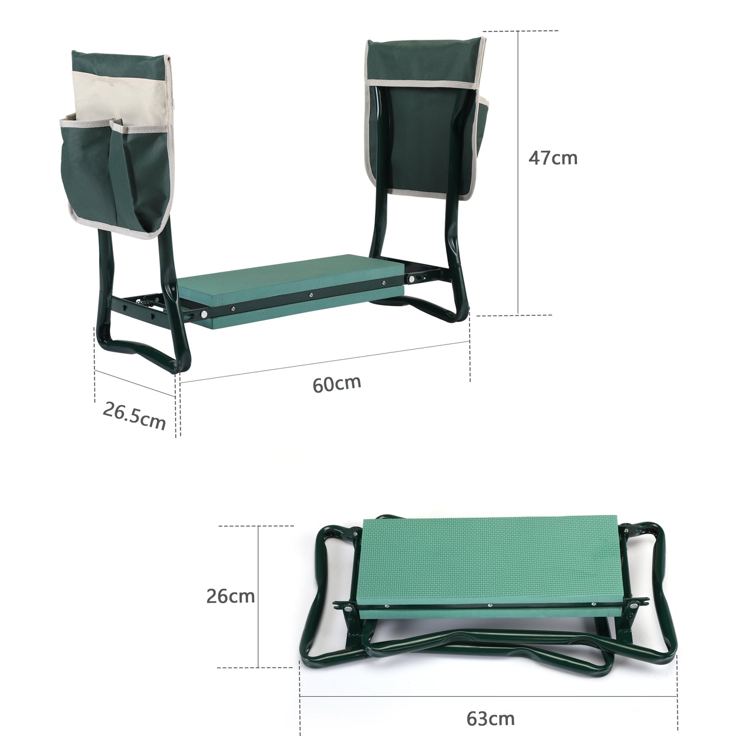 Folding Garden Kneeler and Seat, Garden Bench for Kneeling and Sitting, Heavy Duty Garden Kneeler with Tool Gloves, Green