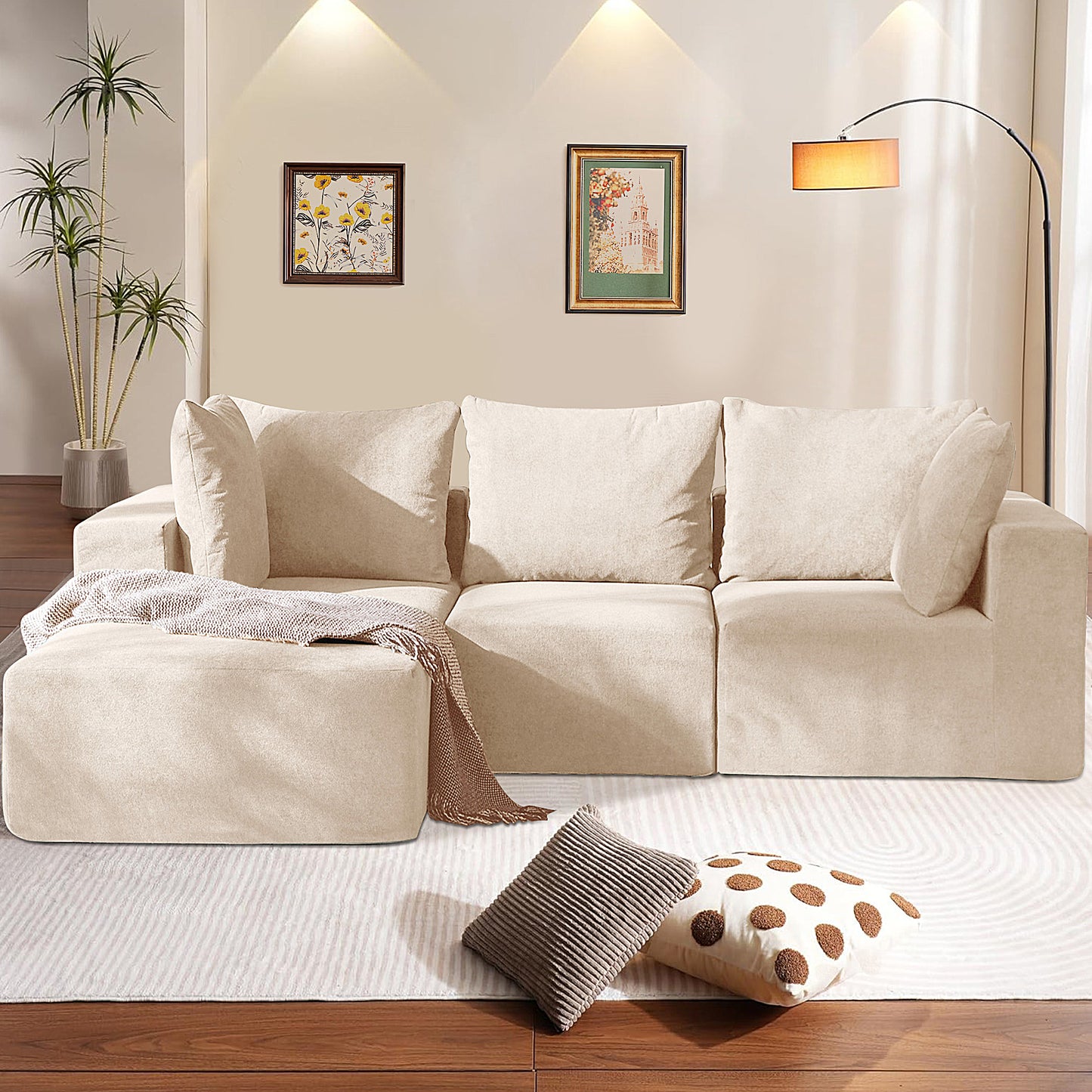 UHOMPERO Sectional Cloud Couch with Chaise and Deep Seat, 111" Oversized L-Shape Stable Sectional Cloud Sofa for Living Room, No Assembly Required, Green
