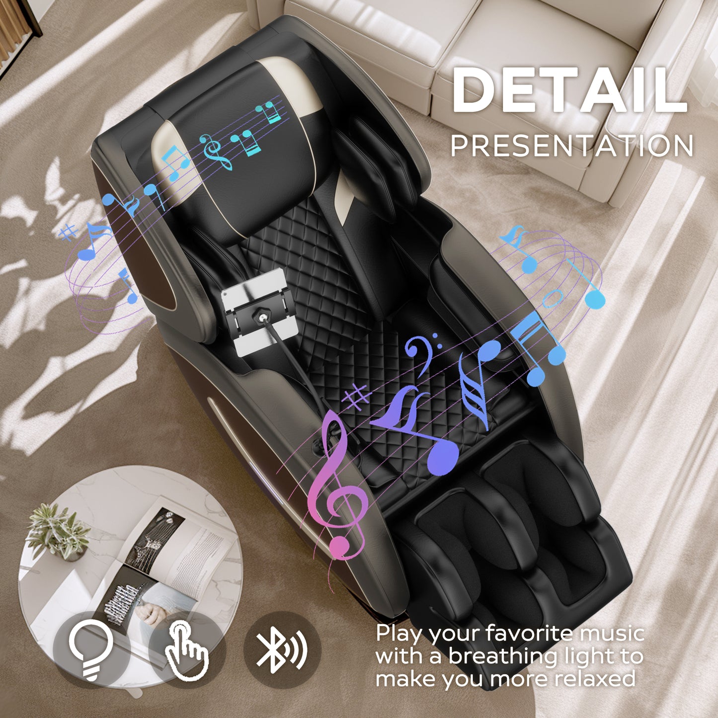 Full Body Massage Chair, SESSLIFE Zero Gravity Shiatsu Recliner Electric Massage Chair with Air Pressure, Heating, Airbag, Bluetooth, Foot Rollers, Portable Stand for Relaxation, Grey