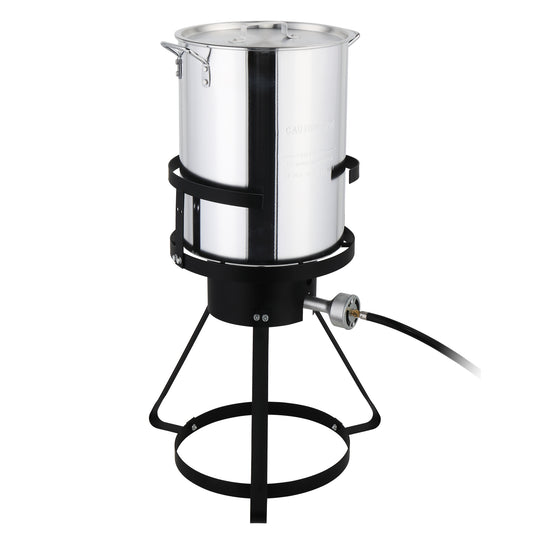 Enyopro 30 Qt Turkey Fryer, Seafood Boil Pot with Basket, Fish Fryers Outdoor Cooking, 55000 BTU Gas Propane Burner, Deep Fryer for Turkey, Fish, Turkey, Crab, Shrimp