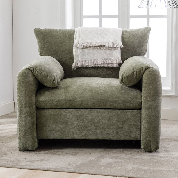 Sesslife Modern Matcha Green Accent Chair, Living Room Chair, Leisure Chair Reception Chair for Living Room, Bedroom, Cream