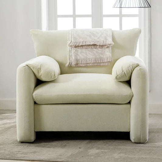 Sesslife Modern Matcha Green Accent Chair, Living Room Chair, Leisure Chair Reception Chair for Living Room, Bedroom, Cream