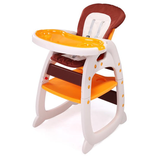 Convertible Baby High Chairs, SESSLIFE Multifunctional Feeding High Chair for Babies Toddlers 6 Month-6 Years, Kids Booster Seat w/Removable Tray & Cushion, Safety Belt, Adjustable Back, Yellow, X2298