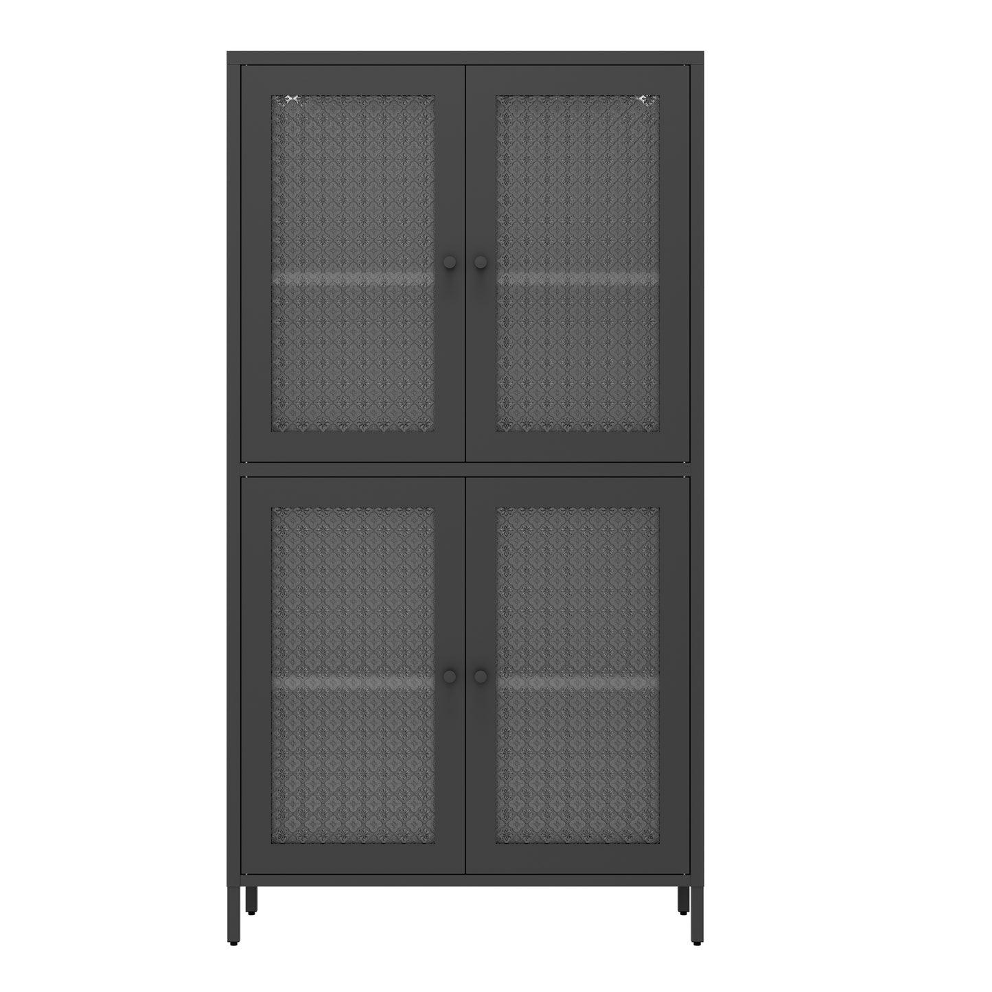 SESSLIFE 59” Classic Metal Storage Cabinet with Tempered Glass Doors and Adjustable Shelves, Freestanding Display Bookcase for Home Office, Living Room, Kitchen, Bedroom