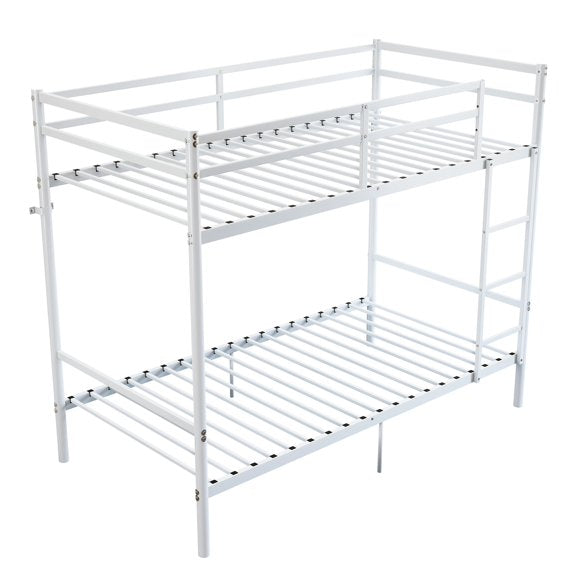 SESSLIFE Twin Over Twin Bunk Bed, Heavy Duty Metal Bunkbed Frame with Ladder and Full-Length Guardrails, Noise-Free, Anti-Tip Design, Space-Saving Bed Frame for Kids, Teens and Adults, Black