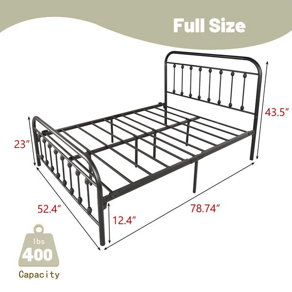 Metal Platform Bed Frame, Sesslife Full Bed Frame for Kids Teens Adults, Black Bed Frame No Box Spring Needed, Full Size Platform Bed Frame with Headboard and Footboard for Bedroom