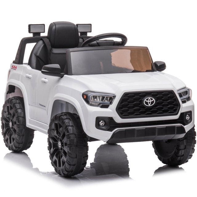 Official Licensed Toyota Tacoma Kids 12V Ride on Toys, Ride on Car with Remote Control, MP3 Player, Radio, Lights, Battery Powered Electric Ride on Vehicle for 2 to 4 Years Birthday Gift, White