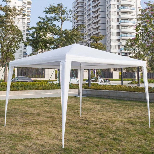 YOFE Party Tent 10x10 ft, Outdoor Canopy Tent for Party Wedding Parking Camping BBQ, Patio Tent for Backyard Garden, Waterproof Sun-proof Gazebo Tent no w/ Removable Sidewalls, White, D117