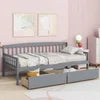 ENYOPRO Twin-size Wood Daybed with 2 Storage Drawers, Sofa Bed with Bed Platform of 10 Support Slats,Gray