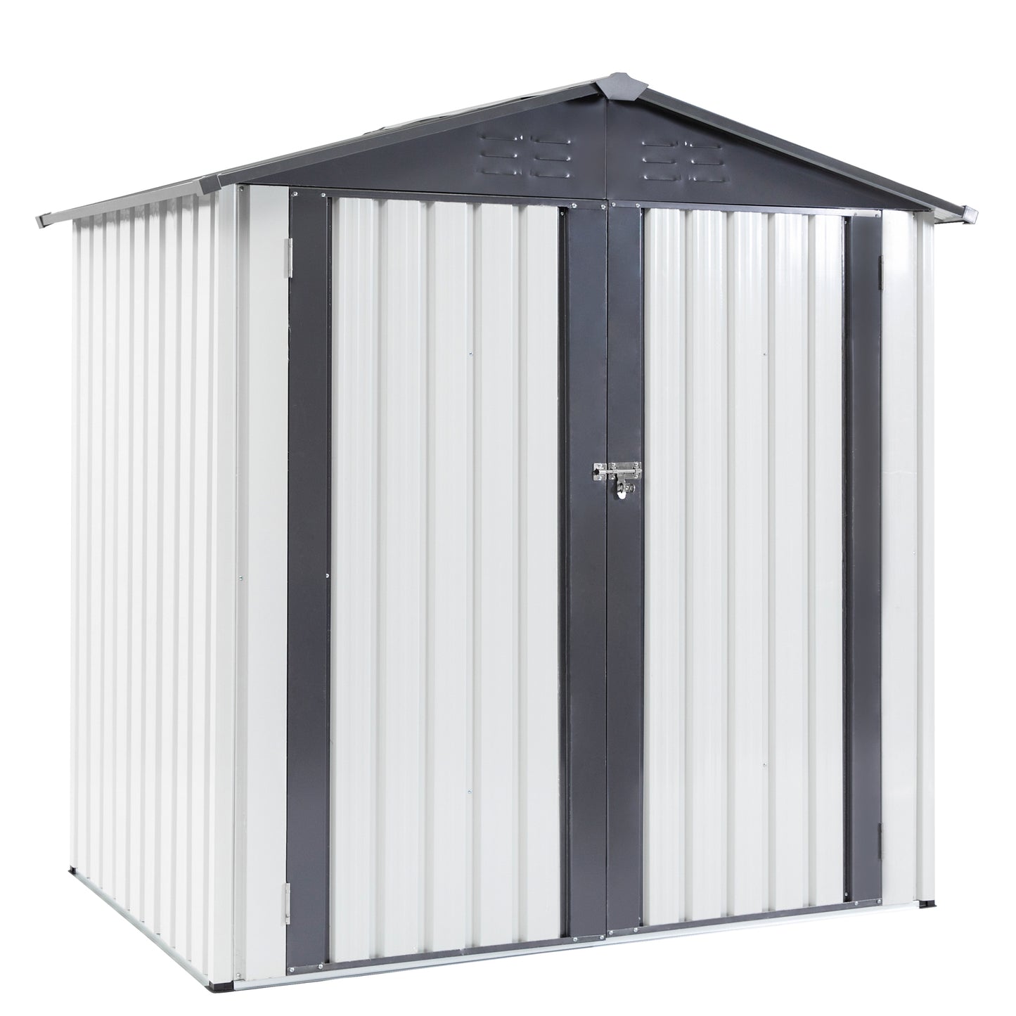 Outdoor Storage Shed, SESSLIFE 6ft x 4ft Galvanized Metal Storage Shed with Lockable Door for Garden Backyard Patio Lawn