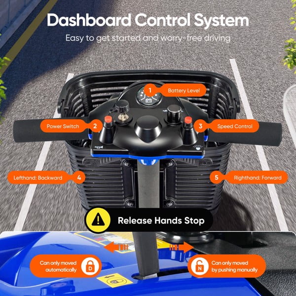 ENYOPRO 3 Wheel Electric Scooter for Adults, Foldable Mobility Scooter for Seniors with 360° Adjustable Seat, Powered Electric Wheelchair with Bright Headlights, Basket and Long-Range Battery