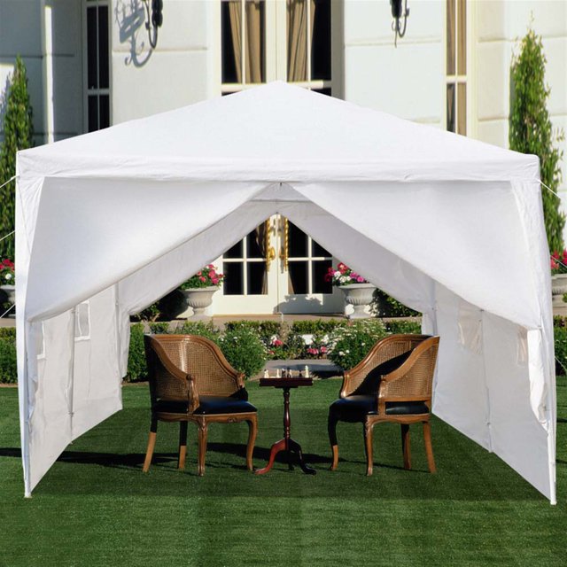 Outdoor Backyard Tent for Party, YOFE 20x10 ft Wedding Canopy Tent Car Tent for Camping Beach BBQ Shelter, Waterproof Sunproof Garden Party Tent with 6 Side Wall, White Portable Gazebo, D153