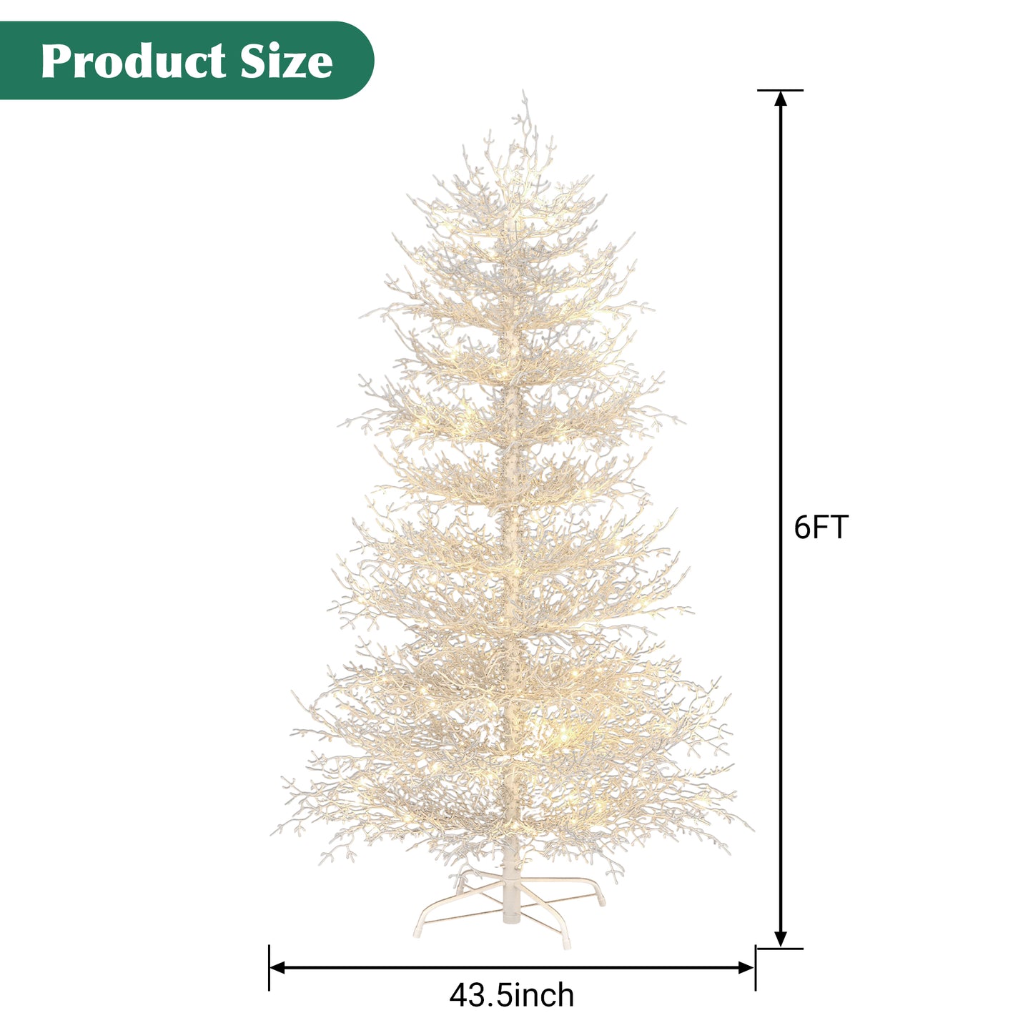 SESSLIFE 6FT Pre-lit Artificial Christmas Tree, Snow Flocked Coral Design with 420 Warm White LED Lights, Easy Assembly Hinged Tree for Home Holiday Decor, White
