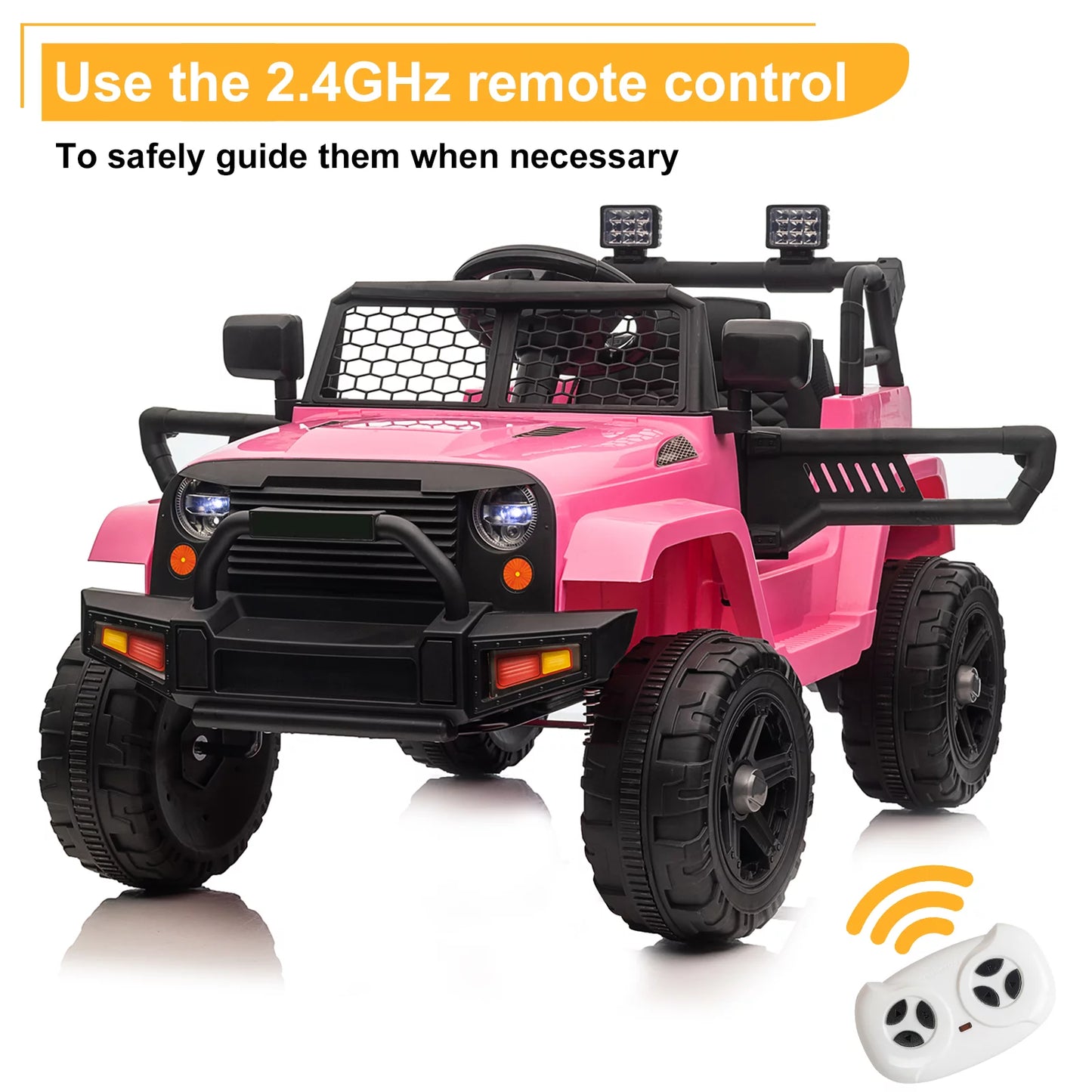 12V Powered Ride on Car for Kids, Sesslife Electric Ride on Toys with Remote Control, 3 Speeds, Horn, LED Lights, Kids Ride on Truck for Girl 2-4 Years Old Birthday Gift, Pink