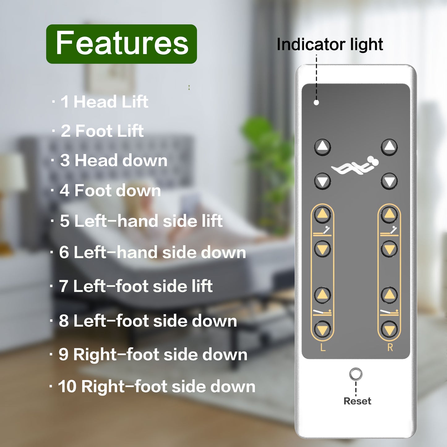 Power Adjustable Bed Base Frame, Metal Electric Bed Frame with Independent Head and Foot Incline, Modern Adjustable Platform Bed with Wired Control, Zero Gravity, Easy Assembly