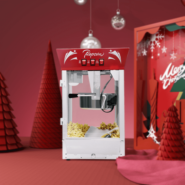 Commercial Popcorn Maker Machine, 12 oz Kettle Stainless Steel Popcorn Machine with Tempered Glass, Warming Deck, 850W Countertop Popcorn Popper for Movie Theatre, Parties