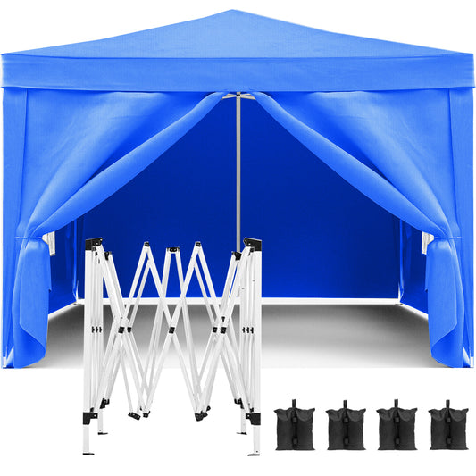 10x10 Canopy with 4 Side Walls, Outdoor Canopy Patio Tent for Parties, Beach, Camping, Wedding, BBQ, Waterproof, Blue