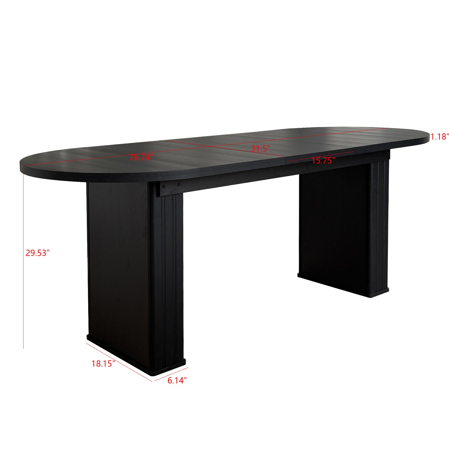 SESSLIFE Oval Extendable Dining Table, 4 to 8 Seater Kitchen Table with with Wooden Base and Rounded Corners, Space Saving Kitchen Table for Small Home and Apartment, Black